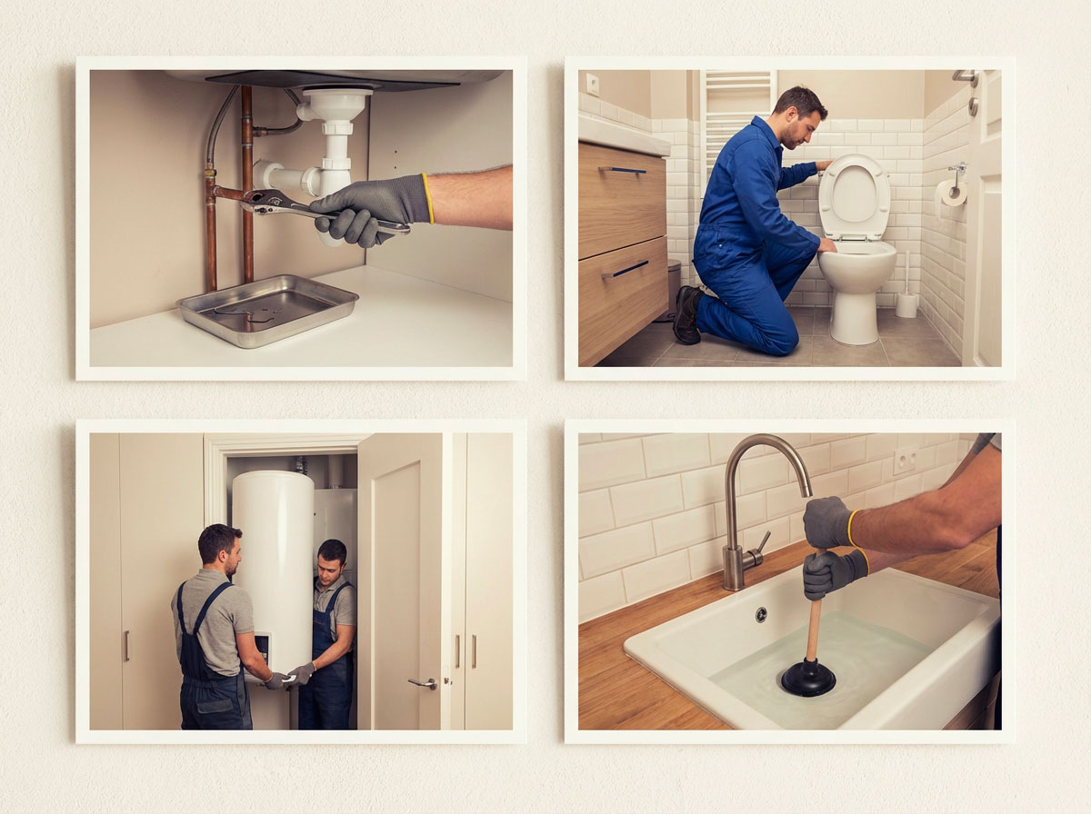 Différentes situations de dépannage plomberie : fuites, WC bouchés et chauffe-eau